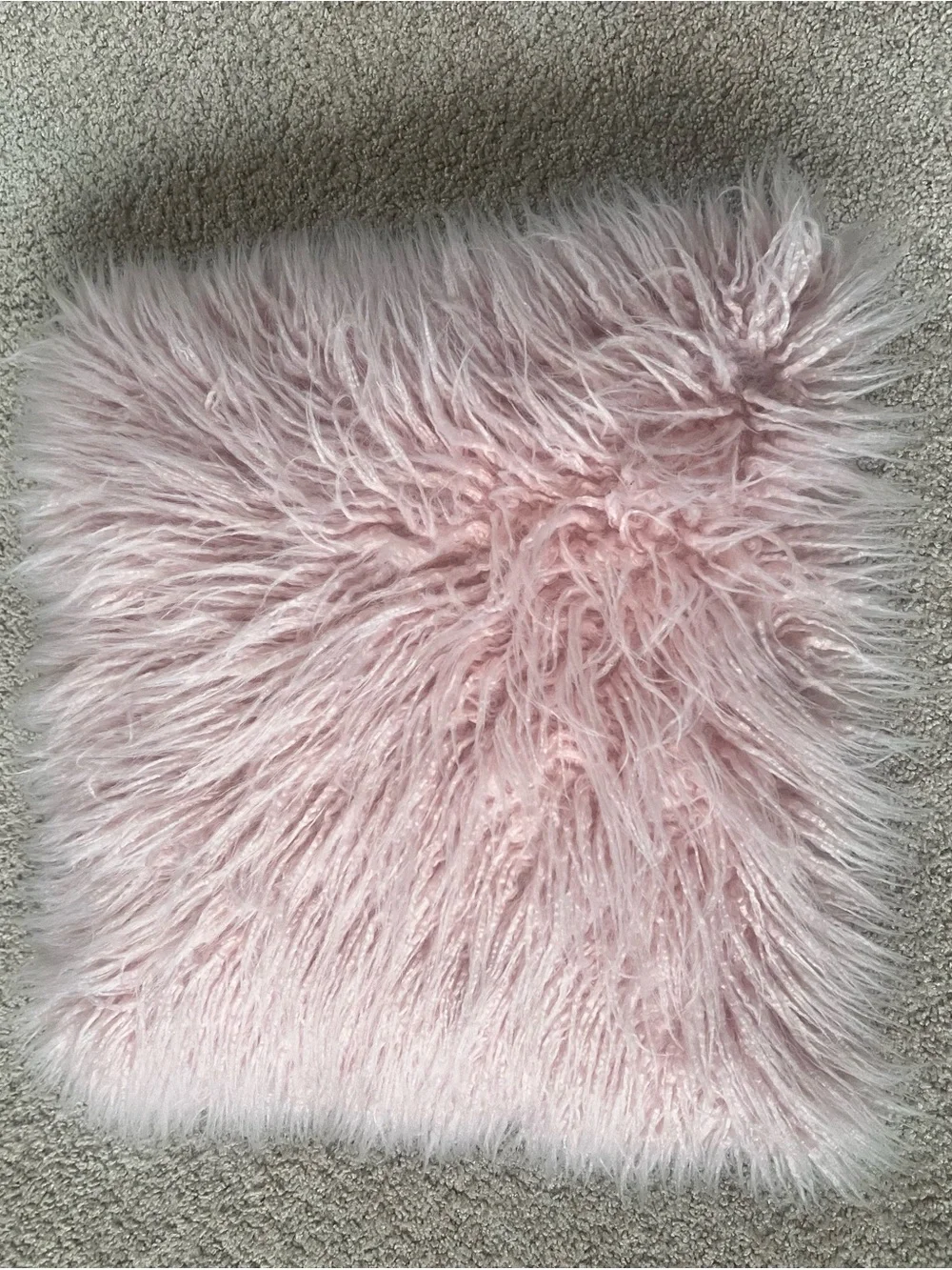 Blush Pink Faux Fur Throw Pillow